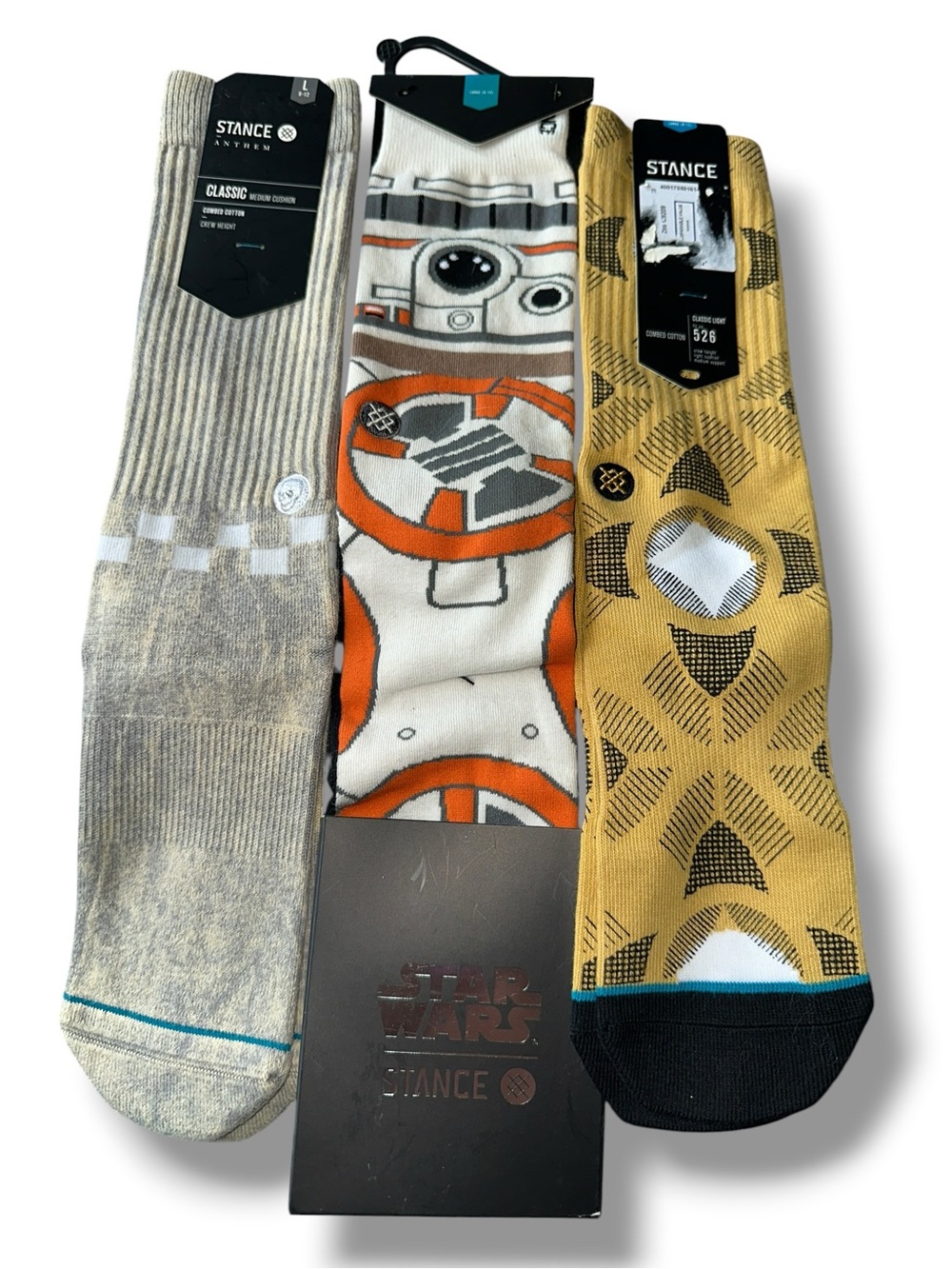 STANCE Men's MultiColor Athletic Socks 3pr STAR WARS, CHECK & Geo 3οΈβ£ PR SZ L
